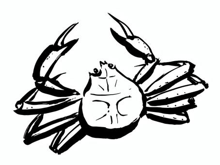 ズワイガニ（モノクロ） かに,ズワイ,筆,手書き,白黒,シンプル,力強い,甲殻類,海鮮,魚介のイラスト素材