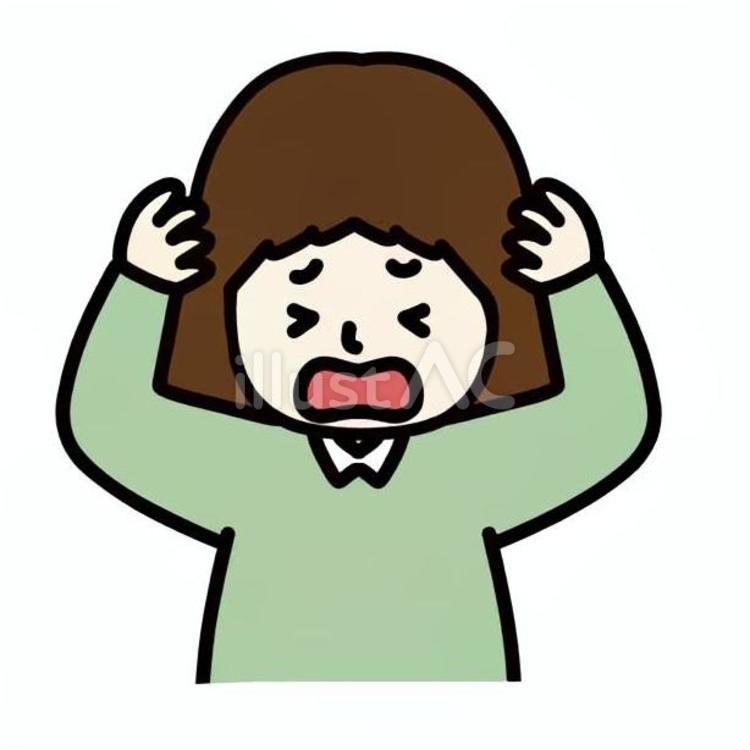 頭を抱える女の子 女の子,表情,ボブヘアのイラスト素材