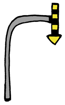 矢羽根スノーポール1 スノーポール,矢羽根,黄,黒,雪国,積雪地帯,道路,路肩,道,設置のイラスト素材