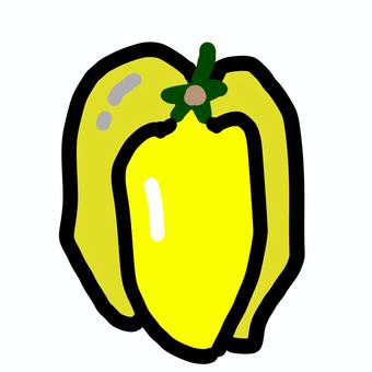 夏野菜・黄色いパプリカのイラスト パプリカ,野菜,ベジタブル,八百屋,食材,夏,シンプル,イラスト,アイコン,手書きのイラスト素材