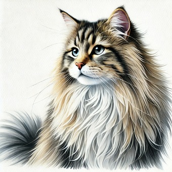 ノルウェージャンフォレストキャット ノルウェージャンフォレストキャット 動物,猫科,毛皮のイラスト素材