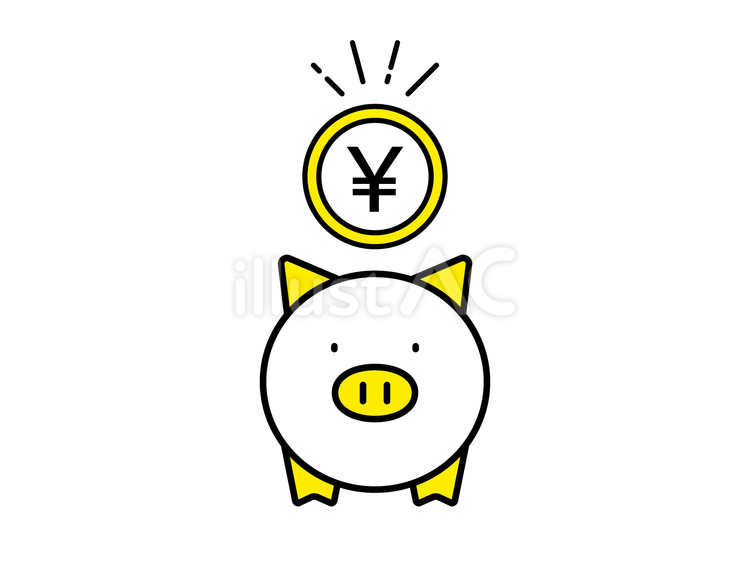 豚の貯金箱とお金 豚,貯金箱,貯金のイラスト素材