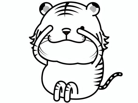 白虎さん チラ見 チラ見,覗き見,ホワイトタイガー,虎,恐る恐る,キャラクター,動物,哺乳類,ベクター,イラストのイラスト素材
