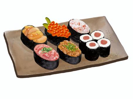 軍艦巻き(3) 軍艦巻き(3) 軍艦巻き,鉄火巻き,寿司,巻寿司,和食,江戸前,食べ物,トロ,マグロ,うにのイラスト素材