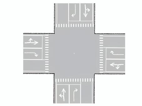 交差点 交差点,真上,交通,道,pop調,手描き,挿絵,ワンポイント,素材,商用可のイラスト素材