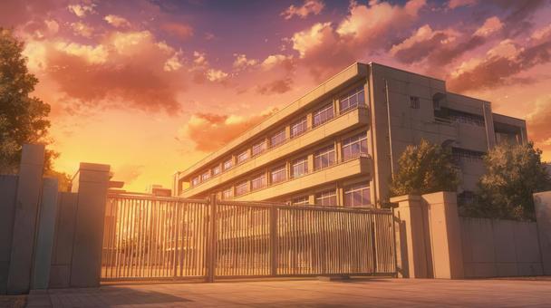 夕方の学校　校舎