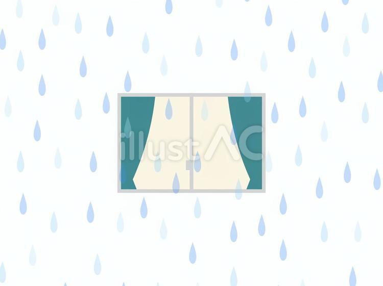 雨の日の窓 窓,カーテン,雨のイラスト素材
