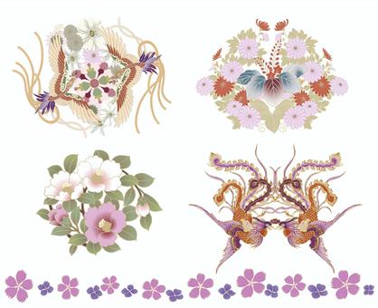Luxurious Japanese pattern parts set, Luxurious Japanese pattern parts set, e manusear, camélia, phoenix,