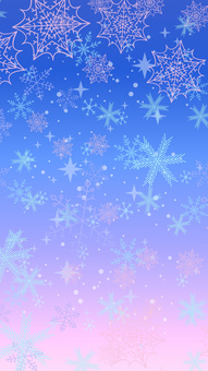 ピンクとブルーの冬空と雪の結晶の背景 冬,雪の結晶,背景,グラデーション,ピンク,ブルー,空,透明感,きらめき,冬空のイラスト素材