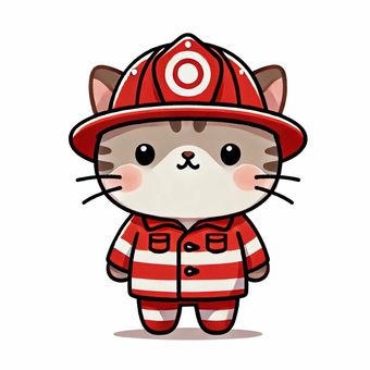かわいい猫の消防士
