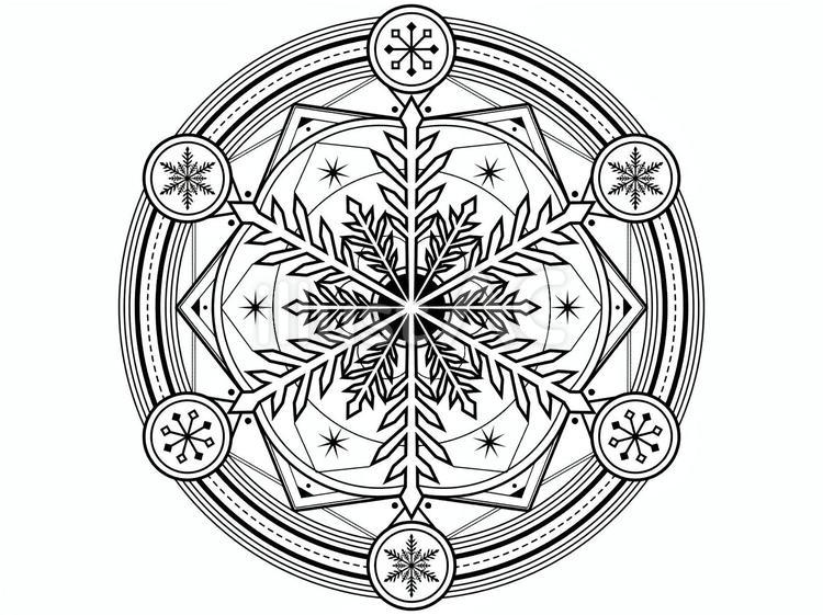 魔法陣No.24(雪の結晶) 魔法陣,魔法,召喚のイラスト素材