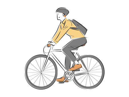 自転車に乗る男性 人物,男,自転車のイラスト素材
