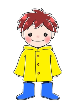 Illustration, rainy season, raincoat, children, JPG and PNG