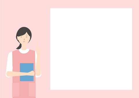 A frame of a nursery teacher telling news with a smile, frame, pop, female, JPG and PNG
