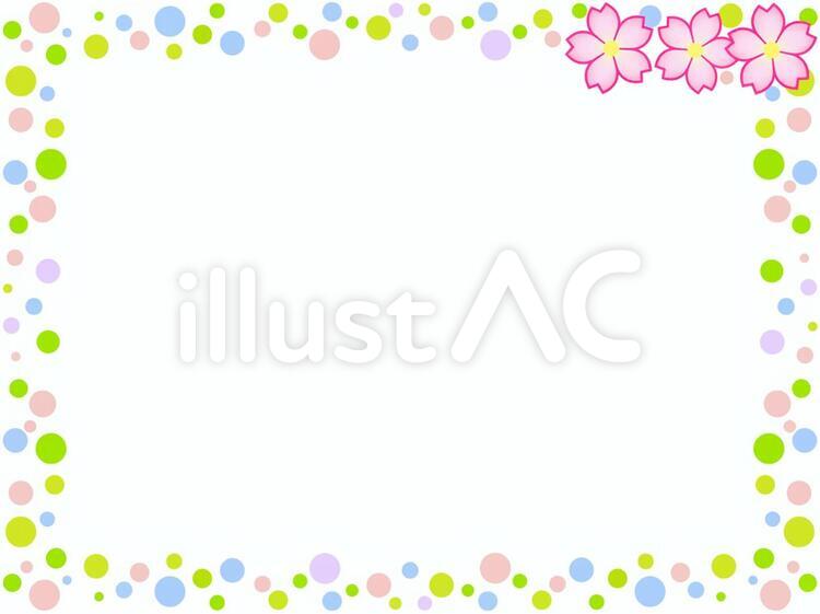 桜の花フレームシンプル飾り枠素材イラスト 桜,ドット,フレームのイラスト素材