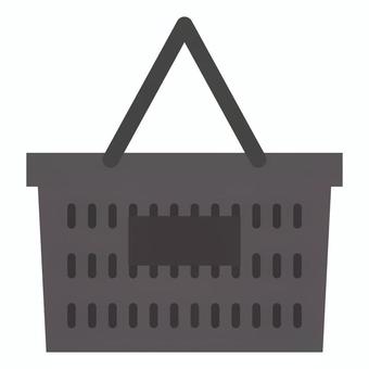 買い物かご(ブラック) 買い物かご,かご,黒,バスケット,シンプル,ショッピング,レジかご,プラスチック,アイテム,備品のイラスト素材