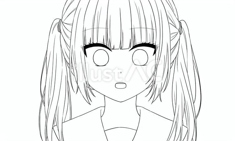 線画/女の子 線画,塗り絵,女の子のイラスト素材