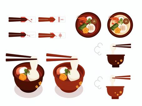 Illustration, food, japanese food, new year dish, 