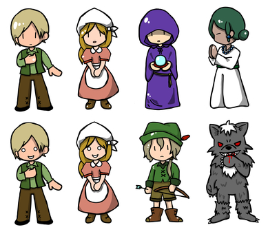 人狼用キャラクターセット 人狼,npc,ファンタジー,rpg,シンプル,ゲーム,アドベンチャー,立ち絵,adv,モンスターのイラスト素材