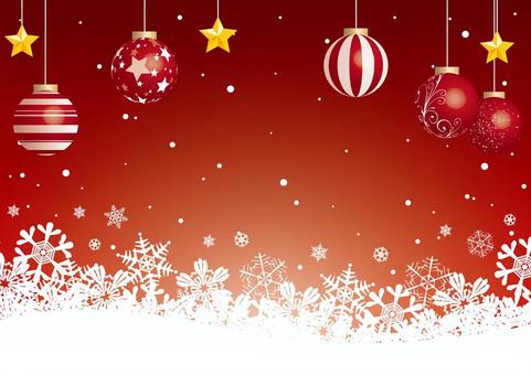 クリスマスのオーナメントと雪の結晶