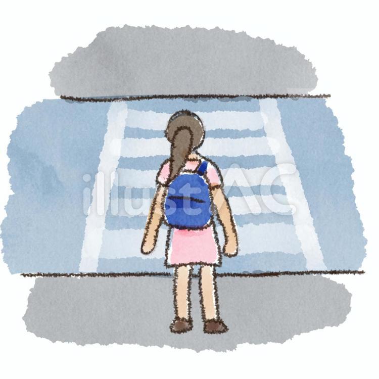 信号待ちの図 横断歩道,歩行者,道路のイラスト素材