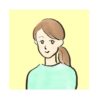 水彩で描いたお姉さんのアイコン お姉さん,アイコン,女性,20代,30代,40代,女の子,ロングヘア,清潔感,olのイラスト素材