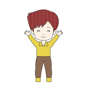 両手をあげる男性B