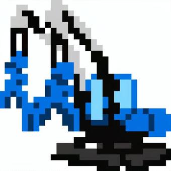 ドット絵の青の双腕重機です。 ドット絵,双腕重機,シンプル,重機,建設機械,解体,油圧ショベル,作業車,掘削機,ブルトーザーのイラスト素材