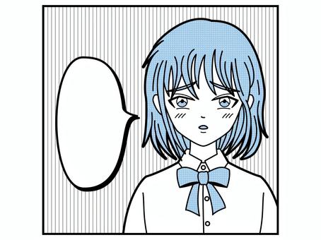 漫画風　困り顔な女の子 人物,漫画,漫画風,コミック,コミック風,コマ,吹き出し,線画,手書き,女性のイラスト素材