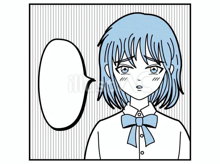 漫画風　困り顔な女の子 人物,漫画,漫画風のイラスト素材