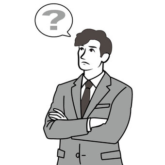 考えるサラリーマン サラリーマン,ビジネスマン,男性,スーツ,会社員,社会人,腕組み,考える,思案,悩みのイラスト素材