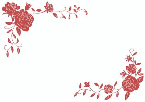 おしゃれなバラのフレーム　手描き 薔薇,赤色,フレーム,枠組み,飾り枠,シンプル,エレガント,豪華,綺麗,シルエットのイラスト素材