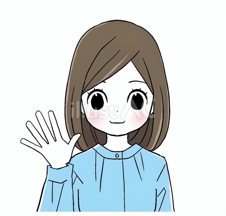 手を上げる女性 手,上げる,振るのイラスト素材