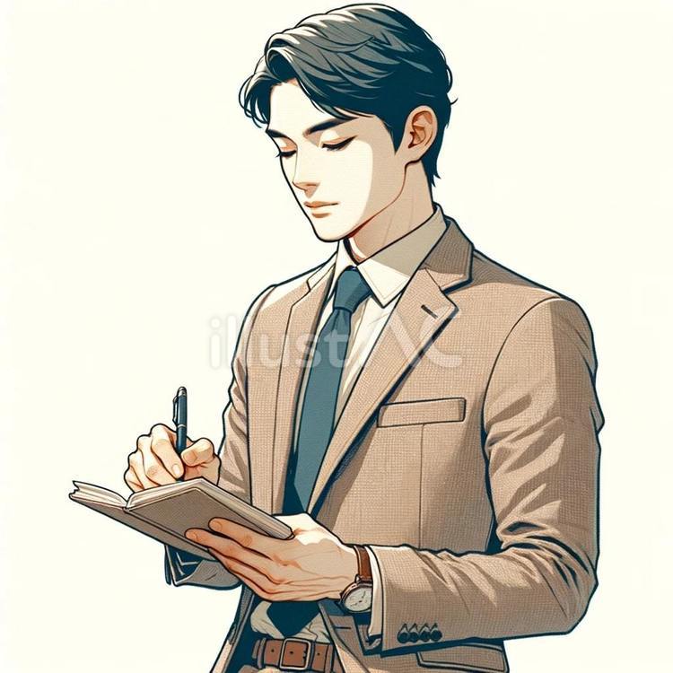 メモを取るビジネスマン ビジネス,ビジネスマン,スーツのイラスト素材
