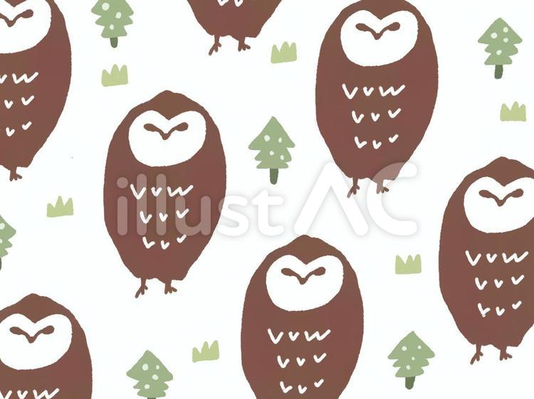 フクロウ模様の北欧柄パターン 北欧柄,フクロウ,鳥のイラスト素材