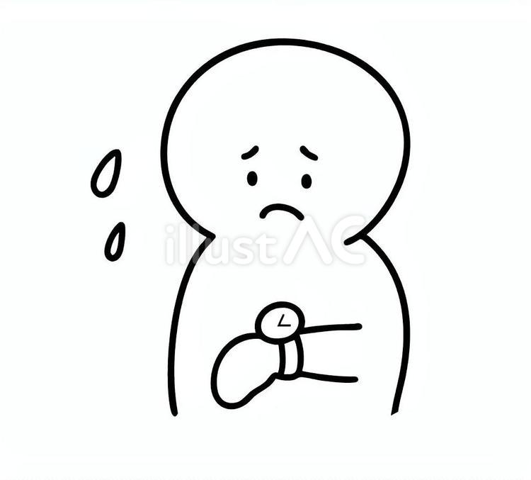 腕時計を見て時間を気にする棒人間 腕時計,焦る,汗のイラスト素材