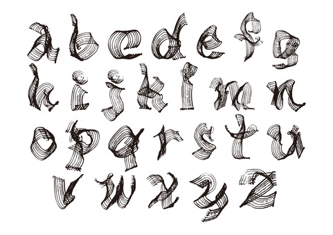 七線文字＿アルファベット小文字 アルファベット,alphabet,英字,英語,個性的,中世,ホラー,不思議,フリーハンド,フォントのイラスト素材
