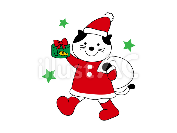 クリスマスの猫のイラスト クリスマス,猫,プレゼントのイラスト素材