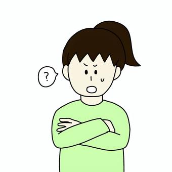 疑問を持つ女性 女性,人物,シンプル,腕組み,疑問,ハテナのイラスト素材