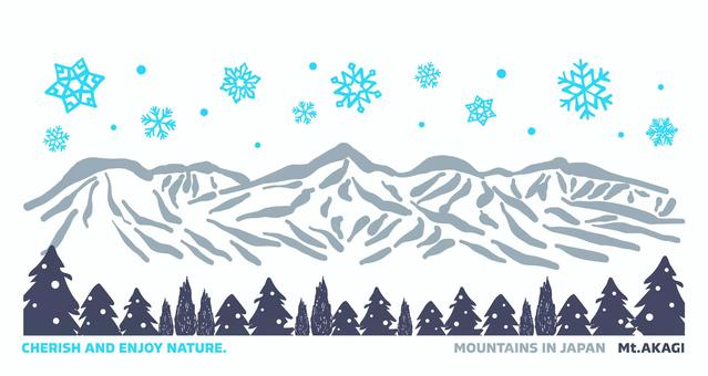 雪降る、赤城山。雪の結晶と自然の風景 赤城山,群馬県,黒檜山,駒ケ岳,地蔵岳,鈴ヶ岳,上州,上毛三山,山,雪のイラスト素材