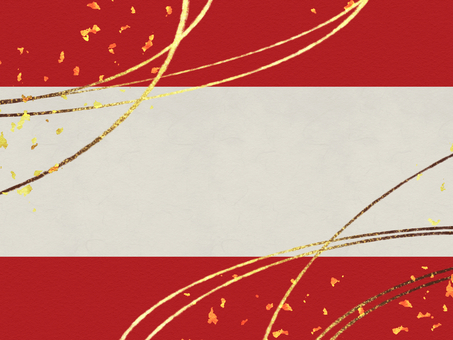 金色の曲線と赤い枠の和風背景 金,金箔,筆,背景,赤,和柄,キラキラ,和風,年賀状,フレームのイラスト素材