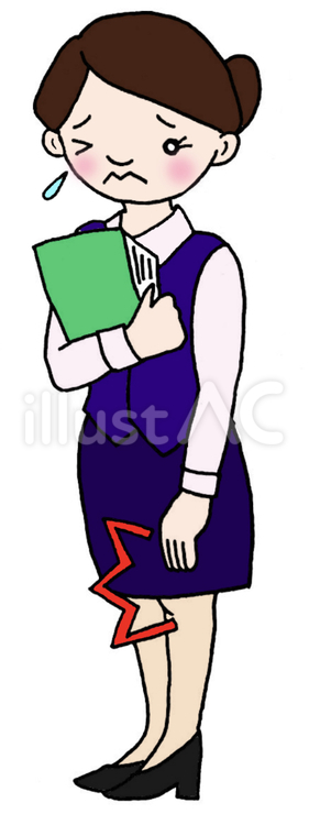 立ち仕事で膝が痛くなった女性 膝,膝痛,痛みのイラスト素材