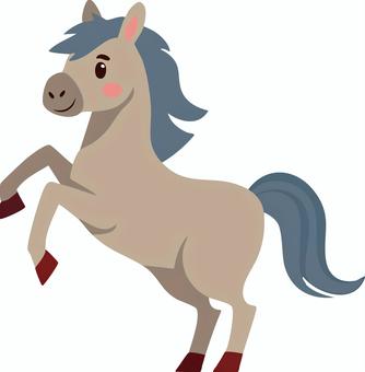 青いたてがみのお馬さん 馬,干支,動物,牧場,生き物のイラスト素材