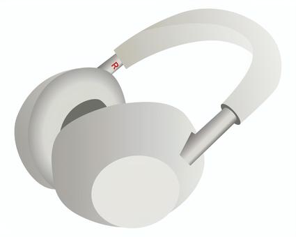 ワイヤレスヘッドフォン（白） ヘッドフォン,ワイヤレス,白,音楽,音響,機材のイラスト素材