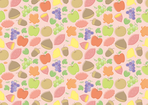 かわいい秋の味覚-壁紙-10 紅葉,落ち葉,秋,秋の味覚,栗,くり,どんぐり,林檎,りんご,青りんごのイラスト素材