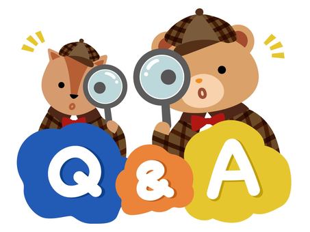 虫眼鏡を持っているクマとリス 虫眼鏡を持っているクマとリス 質問,探偵,虫眼鏡,動物,クイズ,リス,クマ,答え,見つける,探すのイラスト素材