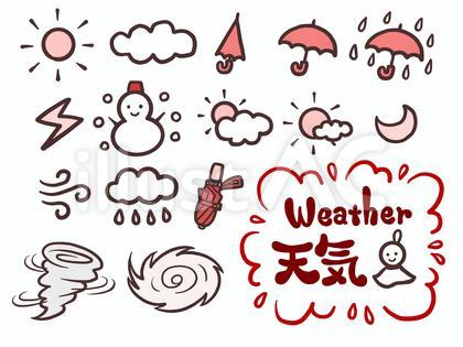 天気素材セット(ピンク)