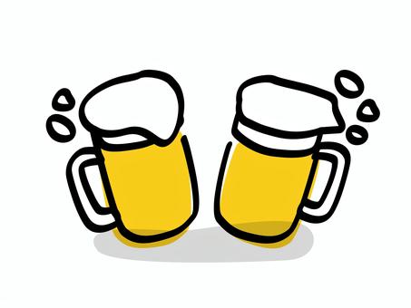 ビールで乾杯_色ズレゆるい絵
