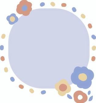 北欧風お花フレーム(黄オレンジ青／水色) 花,フレーム,枠,可愛い,かわいい,飾り枠,お花,北欧,北欧風,シンプルのイラスト素材