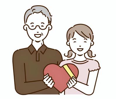 敬老の日のおじいさんと孫　単体 敬老の日,9月,イベント,おじいちゃん,孫,祖父,高齢者,老人,プレゼント,ギフトのイラスト素材